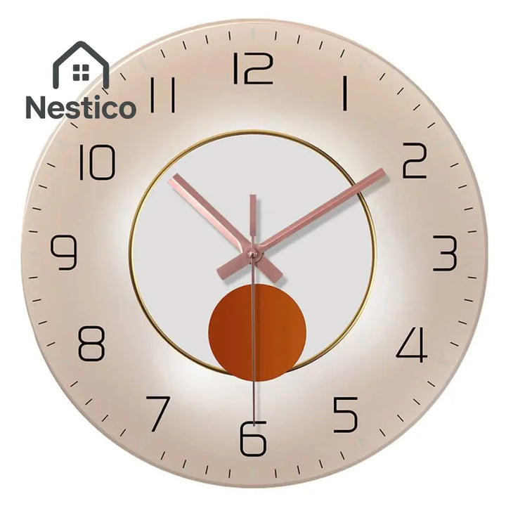 12-inch silent wall-mounted glass clock with modern design – Nestico